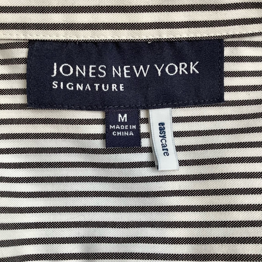 JONES NEW YORK Black/White Striped Button Down Shirt Size M - Picture 8 of 10